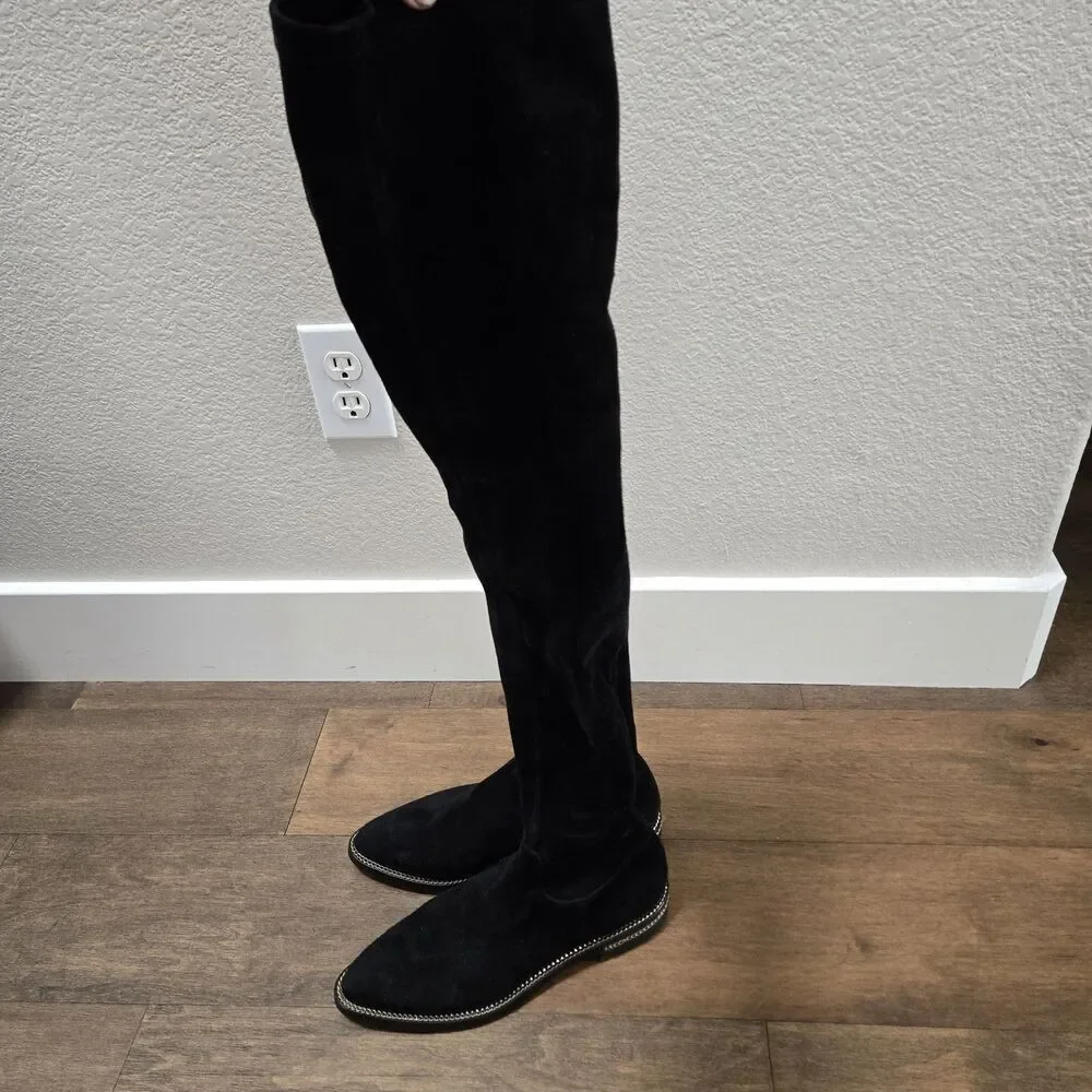 Le Silla Leather Black Over The Knee Suede Boots Size 40
